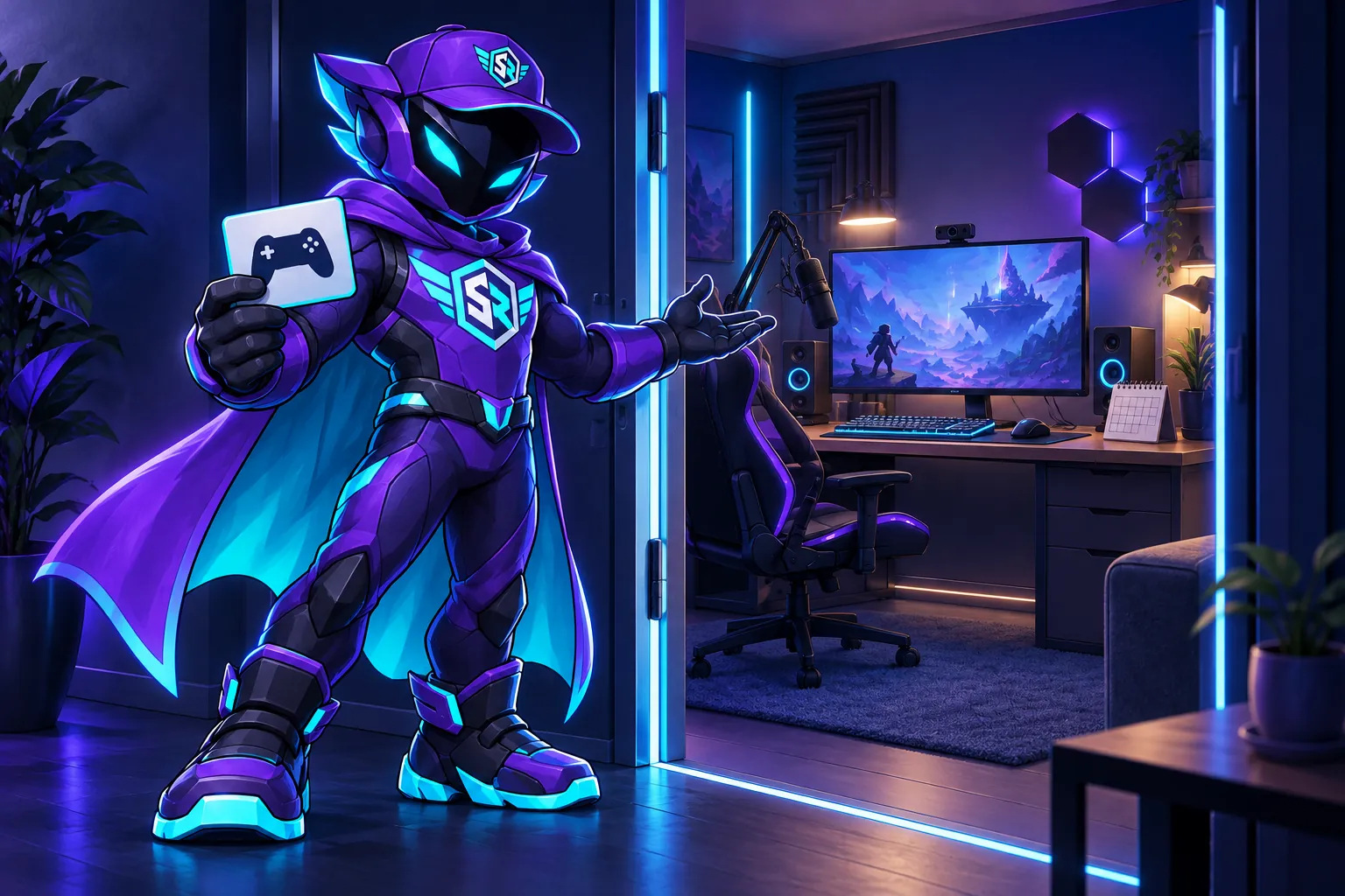 Der StreamRush-Held führt neue Besucher mit einer Themenkarte in die Streaming-Session ein.