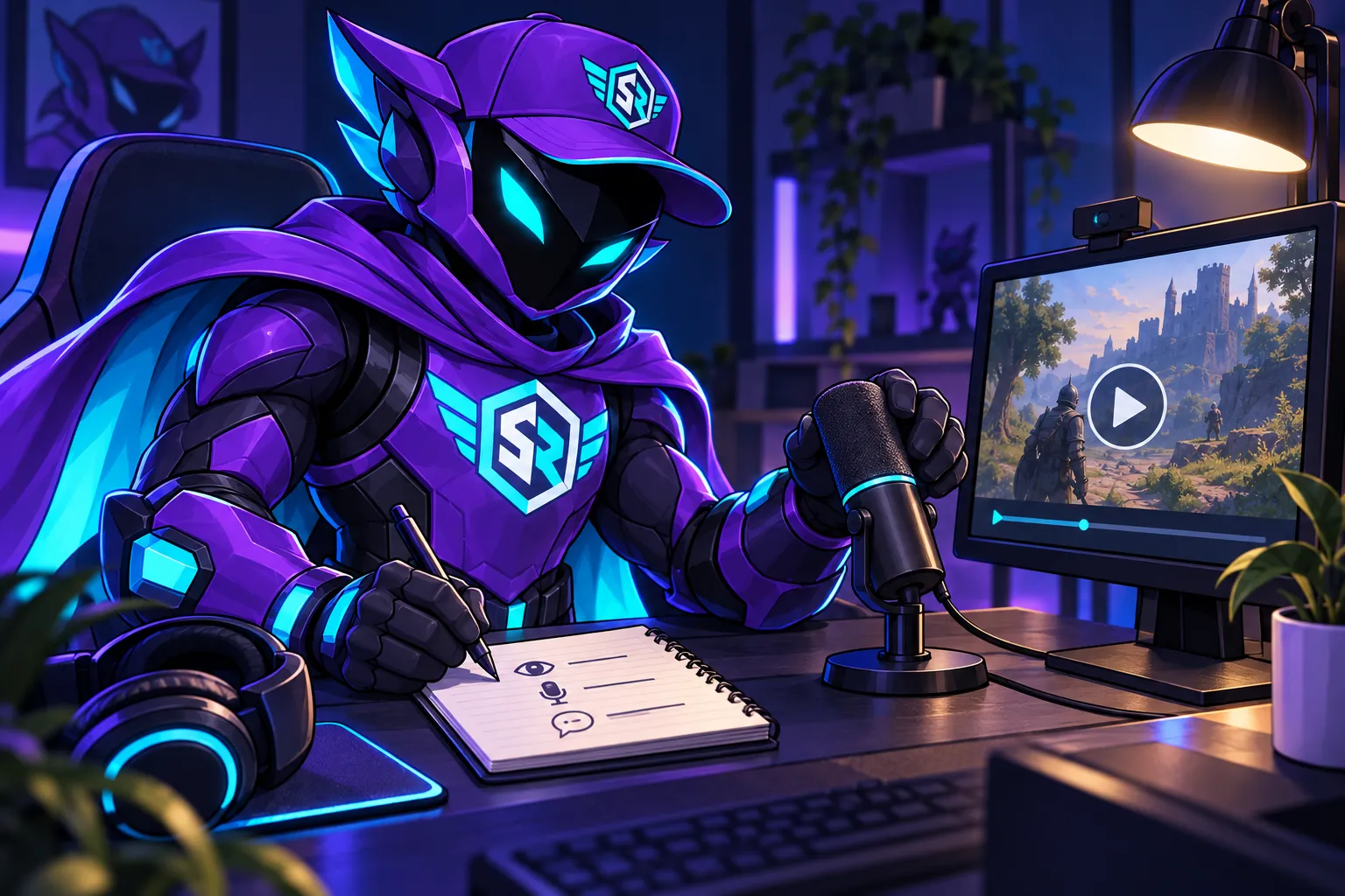 Der StreamRush-Held prüft eine Aufnahme und notiert Verbesserungen für seinen Stream.