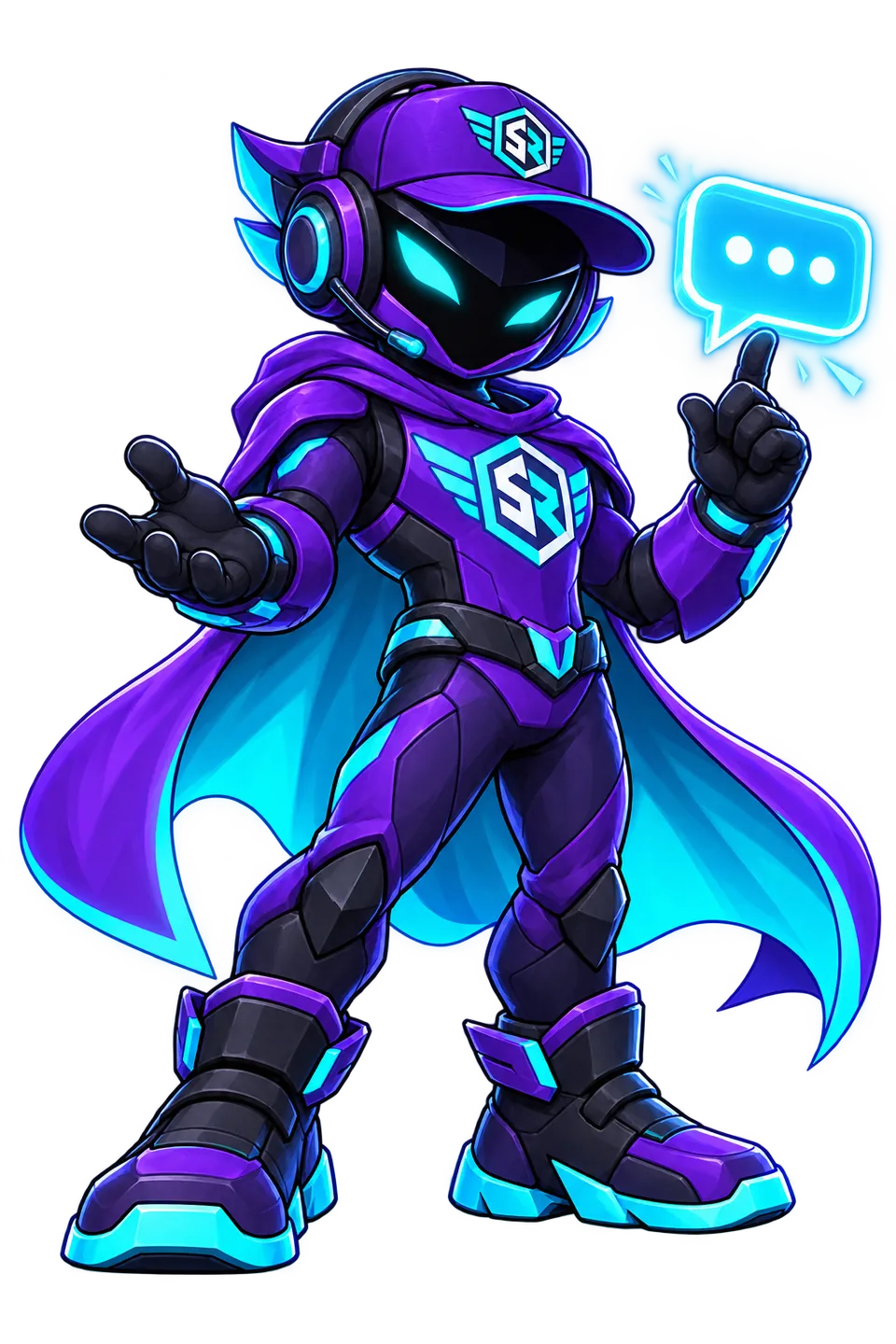 StreamRush-Maskottchen zeigt eine Chatblase